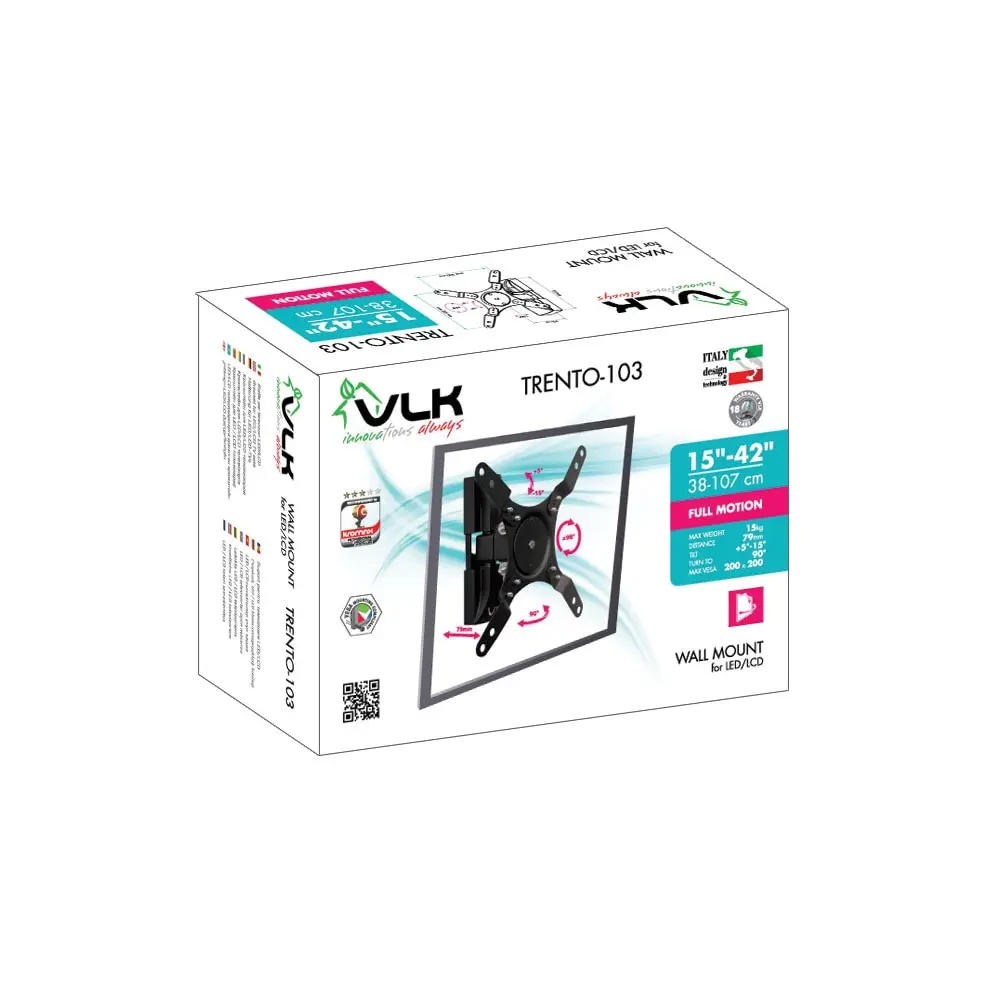 Кронштейн VLK TRENTO-103 настенный для LED/LCD телевизоров диагональ 15"-42" дюймов |