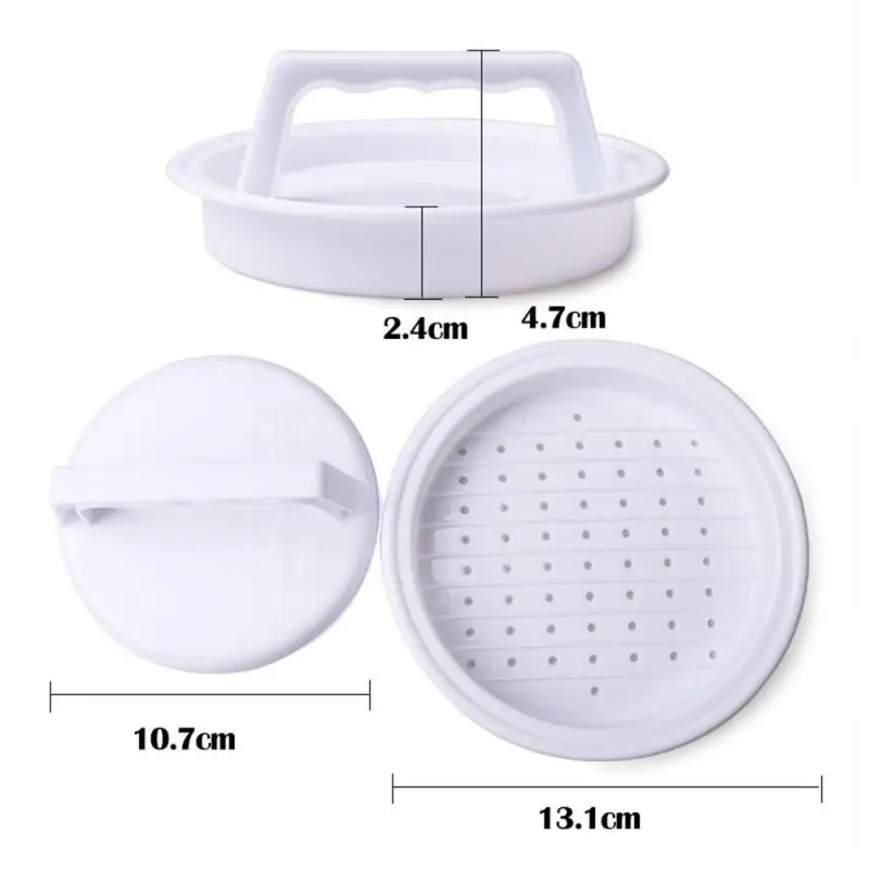 

2021 Kitchen Food-Grade Plastic Hamburger Meat Beef Grill Burger Press Patty Maker Mold Kitchen Round Shape Hamburger Press
