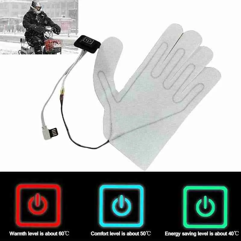 

1pcs/set Glove Heating Pad Usb Heating Heater Portable Sheet Thermal Mitts Electric Durable Washable Temperature Three-leve V9V7