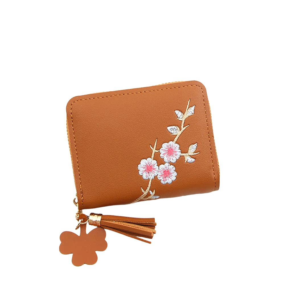 Модный женский кошелек в Корейском стиле маленький с цветочной вышивкой милый