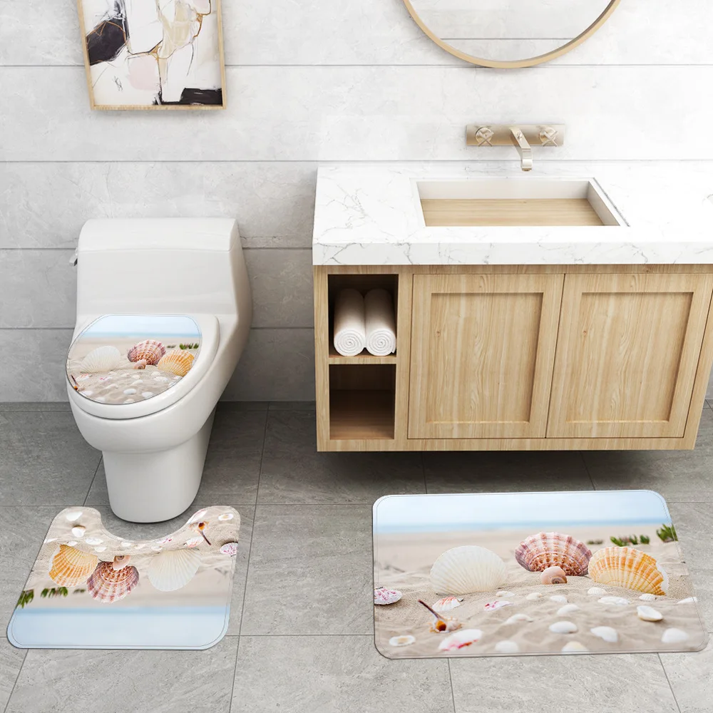 Солнечного пляжа Водонепроницаемый занавеска для ванной из полиэфира