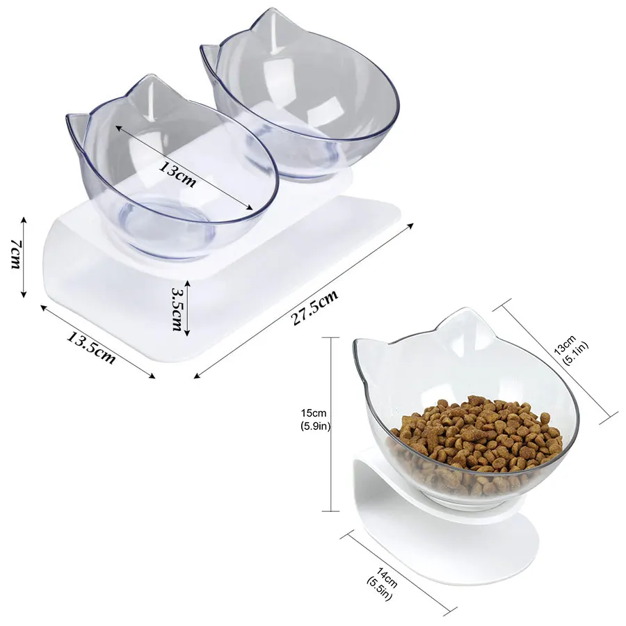 

Non slip Double Cat Bowl with Raised Stand Pet Food Cat feeder Protect Cervical Vertebra cat food bowl for dogs Pet Products