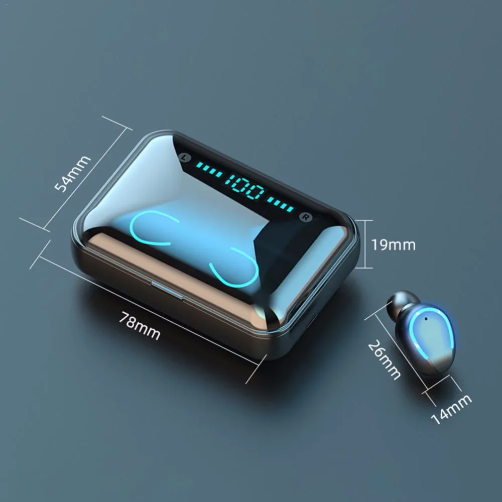 TWS F9-5 Беспроводные Bluetooth 5,0 мини наушники невидимые наушники 8D стерео часы светодиодный шумоподавление Гарнитура IPX7 водонепроницаемый