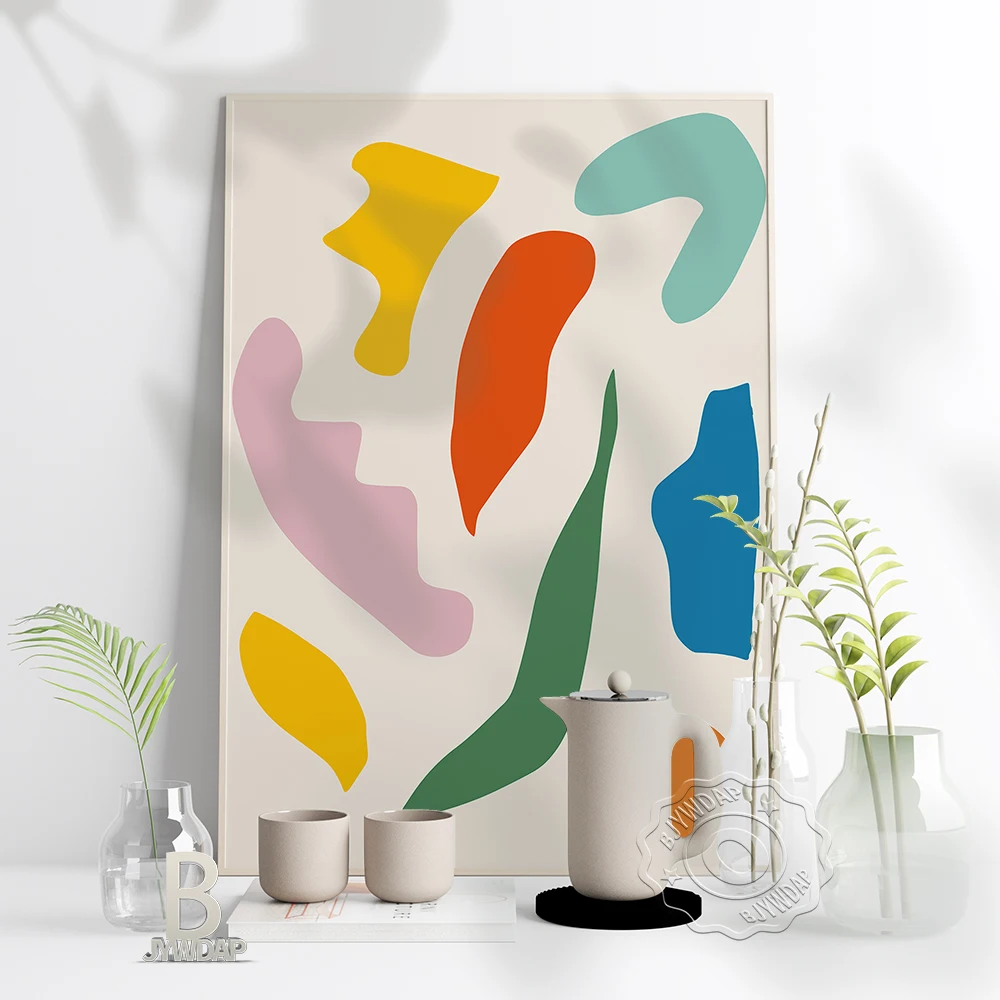 

Henri Matisse Abstract Print, Organic Shapes Bright Colors Printable Wall Art, Colours Paper Cut Art Wall Stickers Home Decor