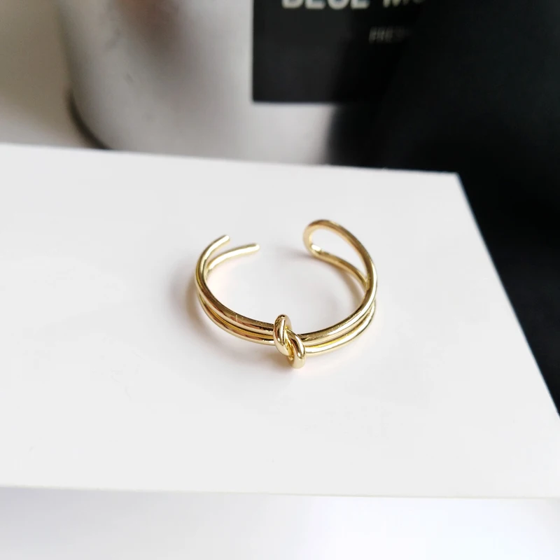 

Fashion Simple Design Small Knot Rings Metal Alloy Gold Color Opening Finger Jewelry Rings for Women Surfer Gift