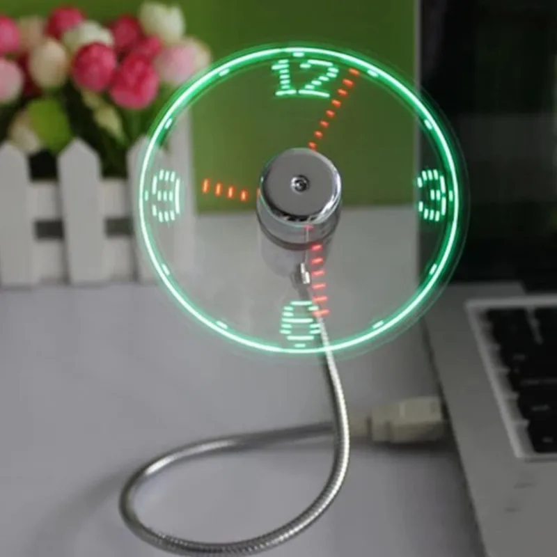 

Hand Mini USB Fan Portable Gadgets Flexible LED Clock Cool for Laptop PC Notebook Real Time Display Durable Adjustable