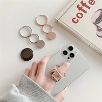 luxury retro universal plating gold silver magnetic metal double finger ring mobile phone round grip stand holder women gift