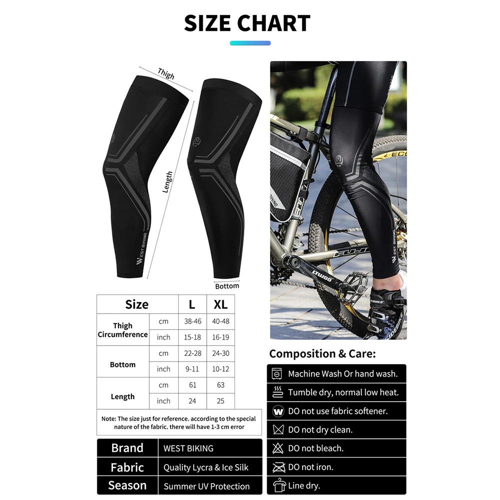 

WEST BIKING Patella Protectors Sports Safety Kneepads UV Protection Sports Leg Sleeve MTB Cycling Basketball Leg Guard