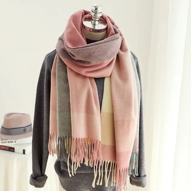 New style China quality silk lady winter warm Fashion Cashmere Thickened Popular lattice Scarves Women beach shawl hijab