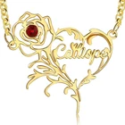 Ожерелье для женщин, ожерелье с именем на заказ, ожерелья из нержавеющей стали для женщин, женская подвеска с розами и буквами, ожерелье с именем