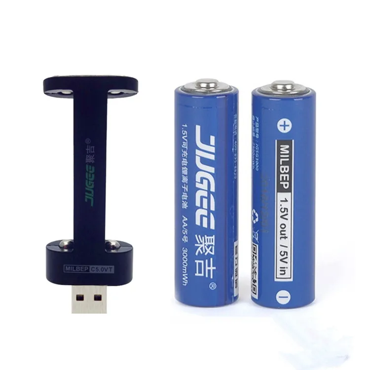 Jugee 2 Упак. 1 5 v 3000mWh AA литий полимерный ионный литиевый аккумулятор + слота USB
