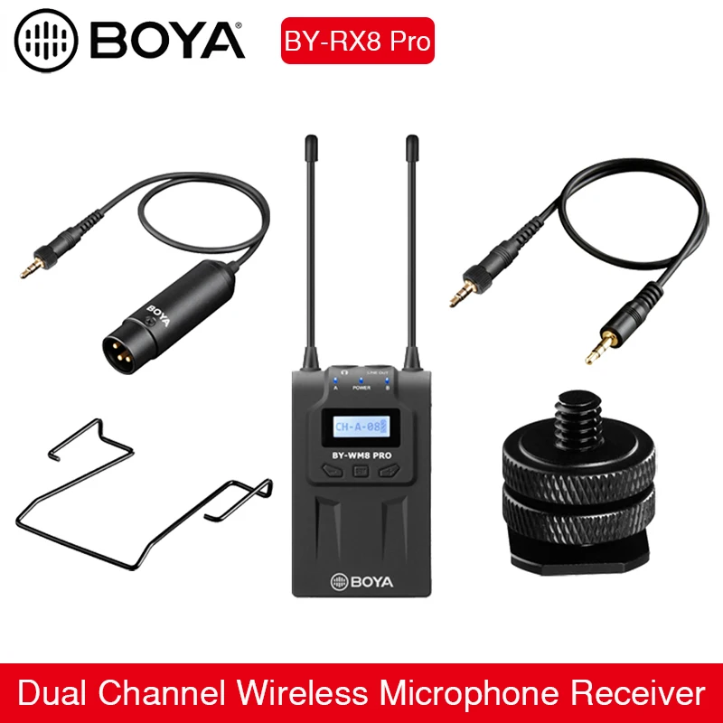 

BOYA RX8 Pro двухканальный Беспроводной ресивером UHF 48 поясной Дисплей стерео для DSLR Камера микрофон TX8 BY-WHM8 BY-WXLR8 передатчик