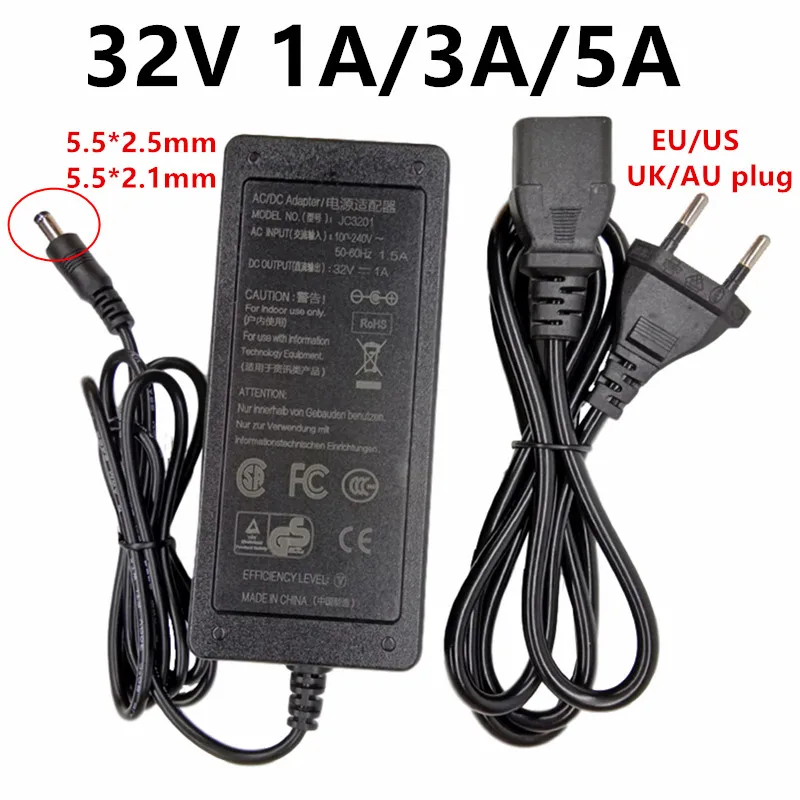 

32V 1A 3A 5A Universal 110V 220V AC to DC Power Adapter Supply 32 Volt Adaptor 32V3A 32V5A Adaptador 32V1A 5.5x2.5mm Switching
