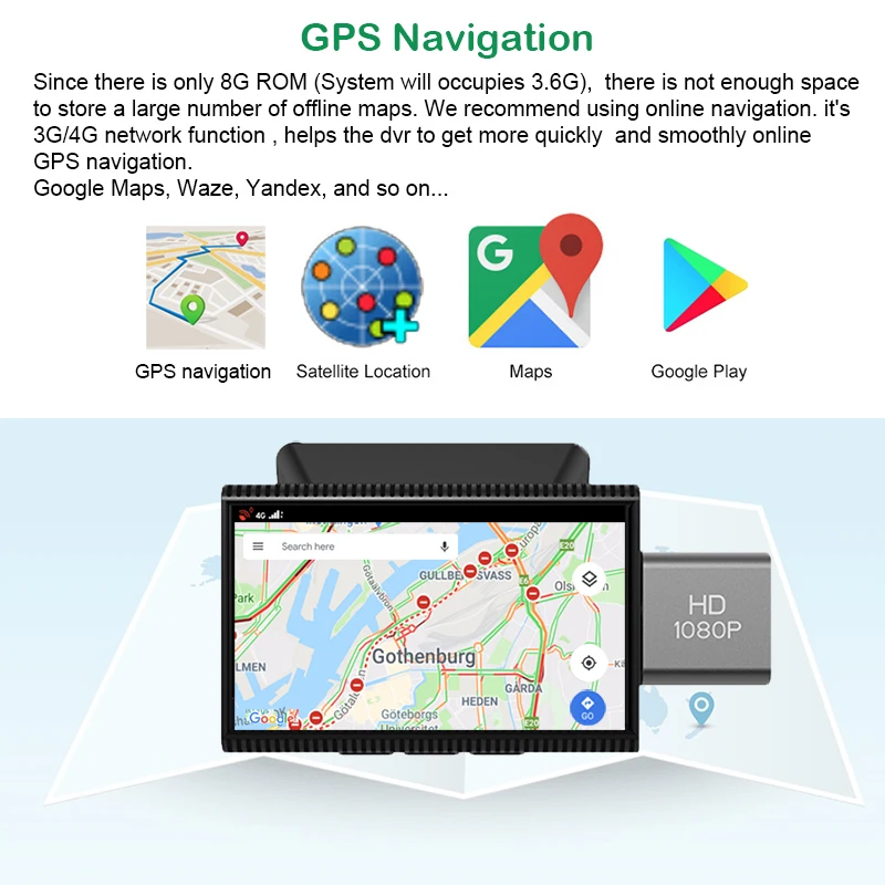 Автомобильный видеорегистратор 4G 3 дюйма GPS-навигация ADAS двойная камера запись