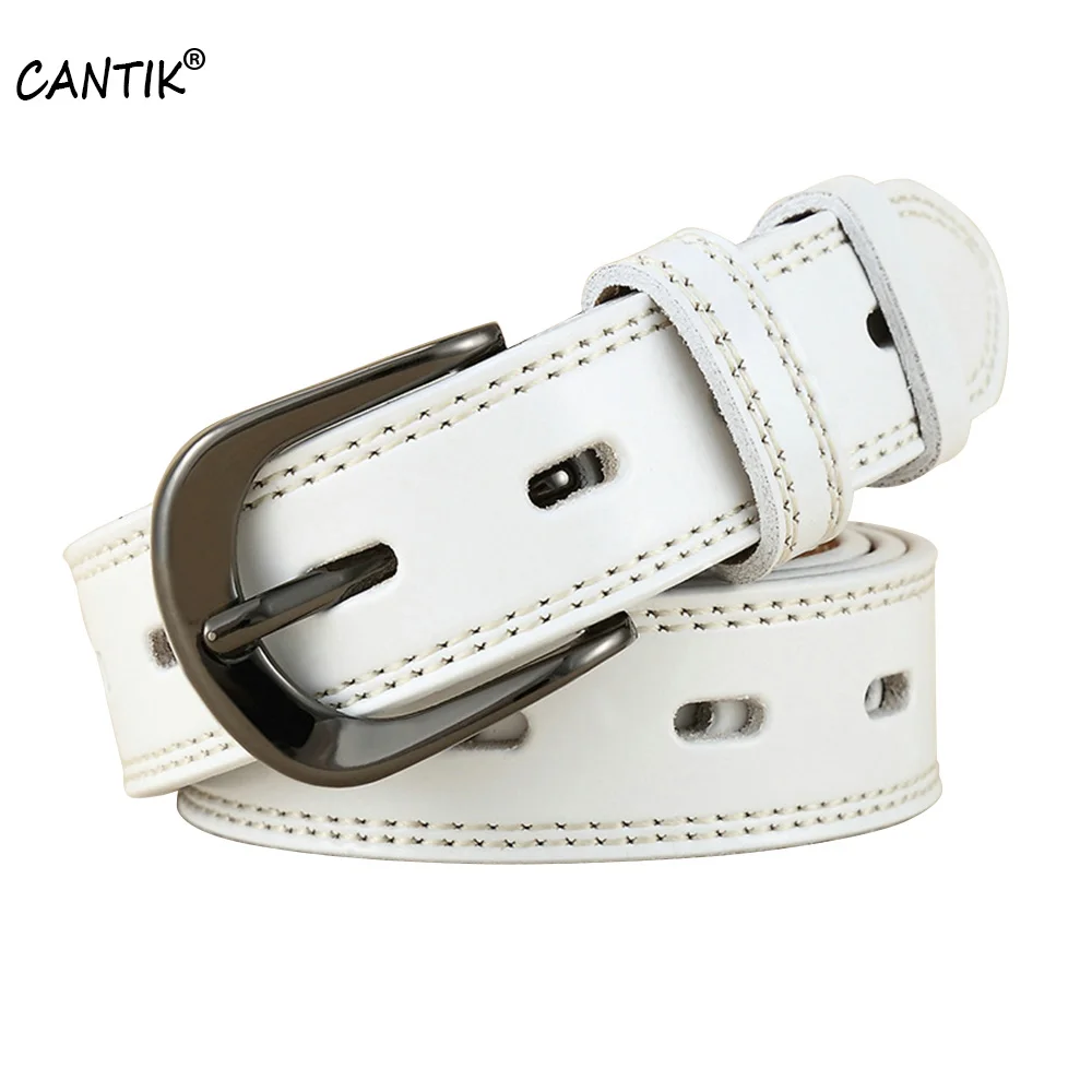 CANTIK Ladies Quality Real Genuine Leather Belts Retro Alloy Pin Buckles Metal Clothing Accessories for Women 2.8cm Width FCA088