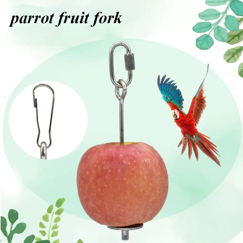 

New High Quality Pet Parrots Birds Food Holder Support Stainless Steel Fruit Spear Stick Meat Fruit Vegetable Skewer