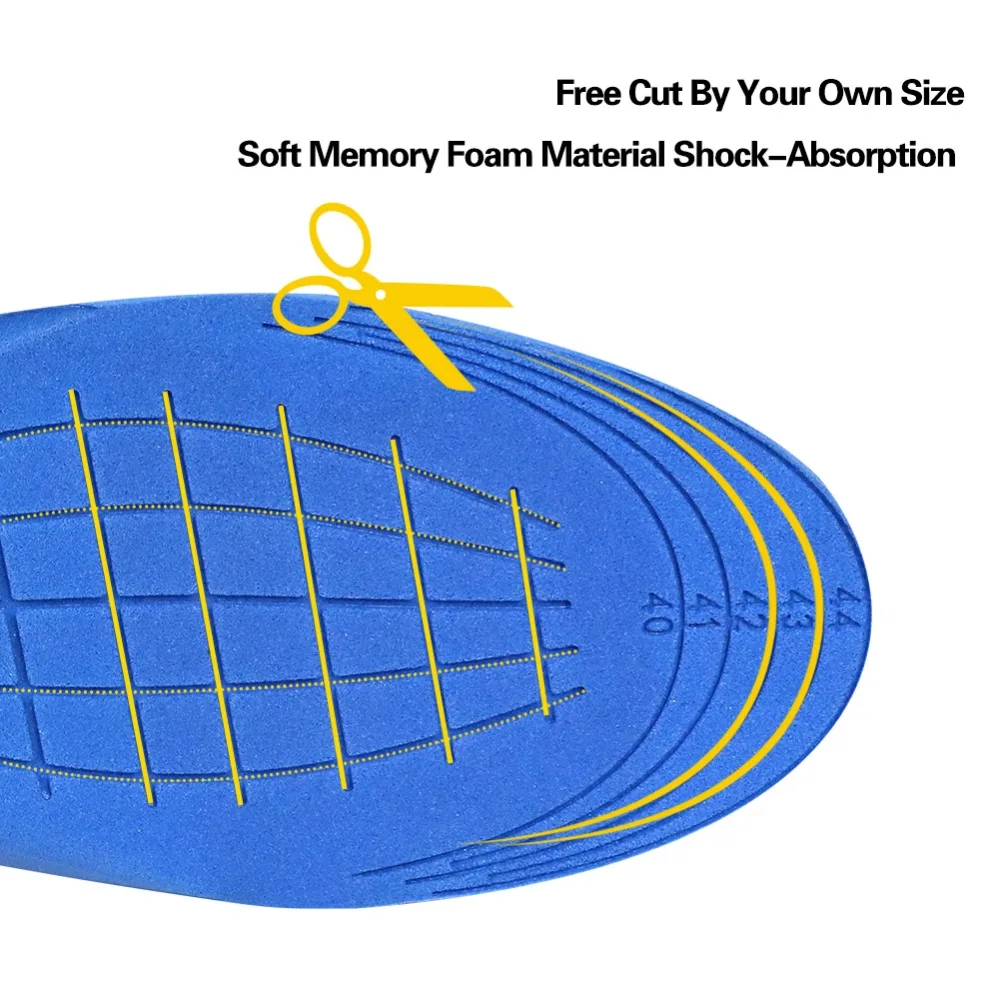 BANGNI Memory Foam Insoles Arch Support Sport Cushion Relieve Plantar Fasciitis Shoe Pad Inserts shoe Sole for Woman Men