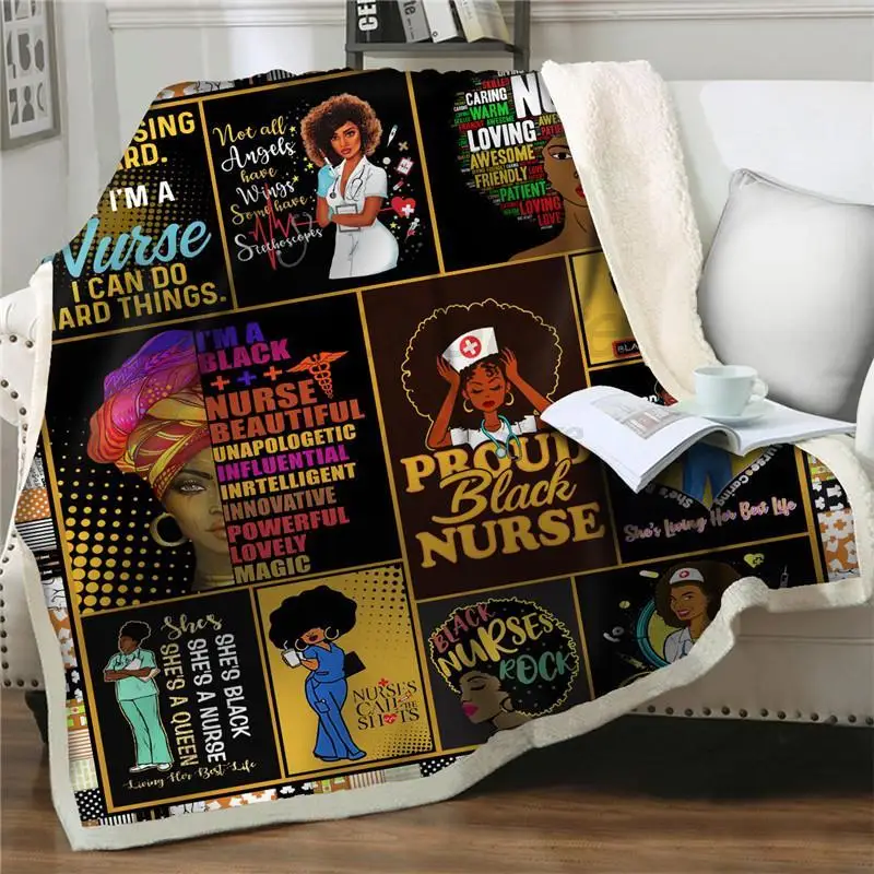 

Mode dame krankenschwester gedruckt Weiche Schlaf Decken Werfen Sherpa Backing Kinder auf Bett Sofa Cartoon verdicken Decke gewi