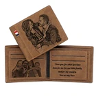 Мужской кошелек с гравировкой и фотографией, короткий бумажник из высококачественной искусственной кожи на заказ, подарок для мужчин на День отца, фестиваль