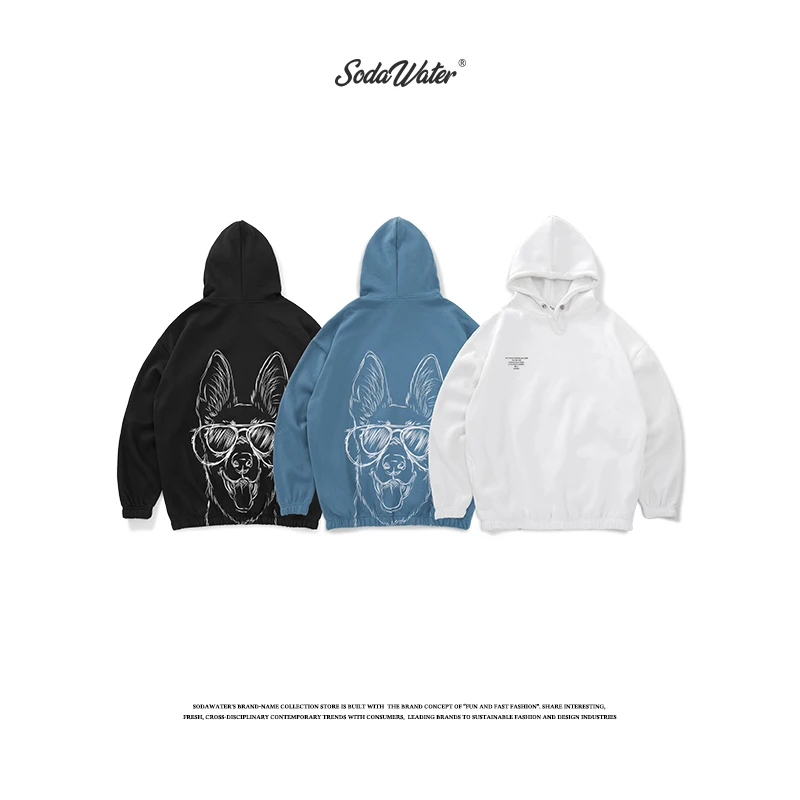 Мужские флисовые толстовки SODAWATER Повседневный пуловер в стиле хип-хоп модная
