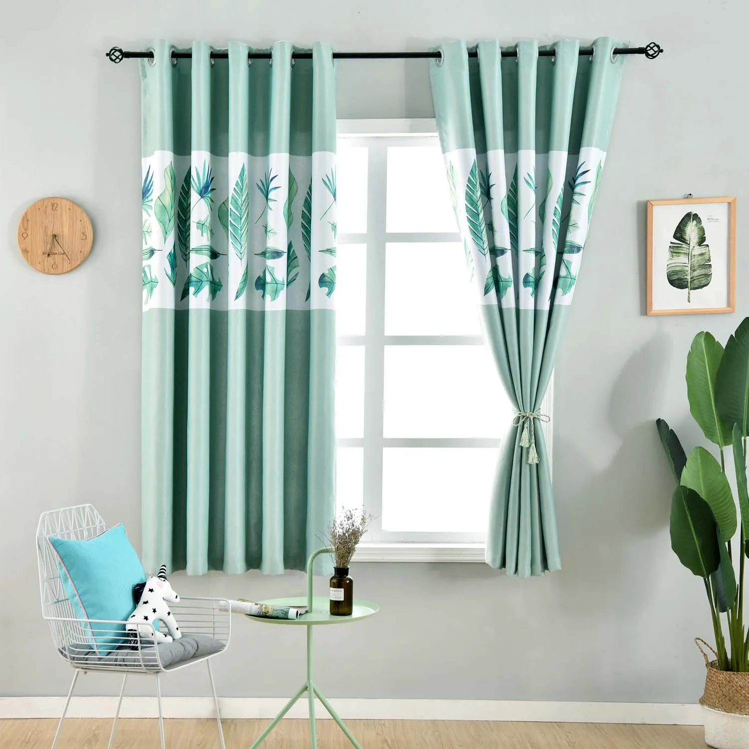 Короткие шторы GY2803 с принтом банановых листьев оконные двери для гостиной кухни