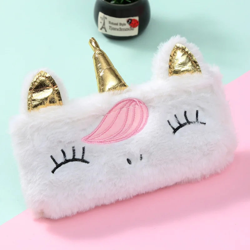 

1pcs Kawaii Pencil Case unicorn Plush School Pencil Box Pencilcase Pencil Bag School Supplies Stationery