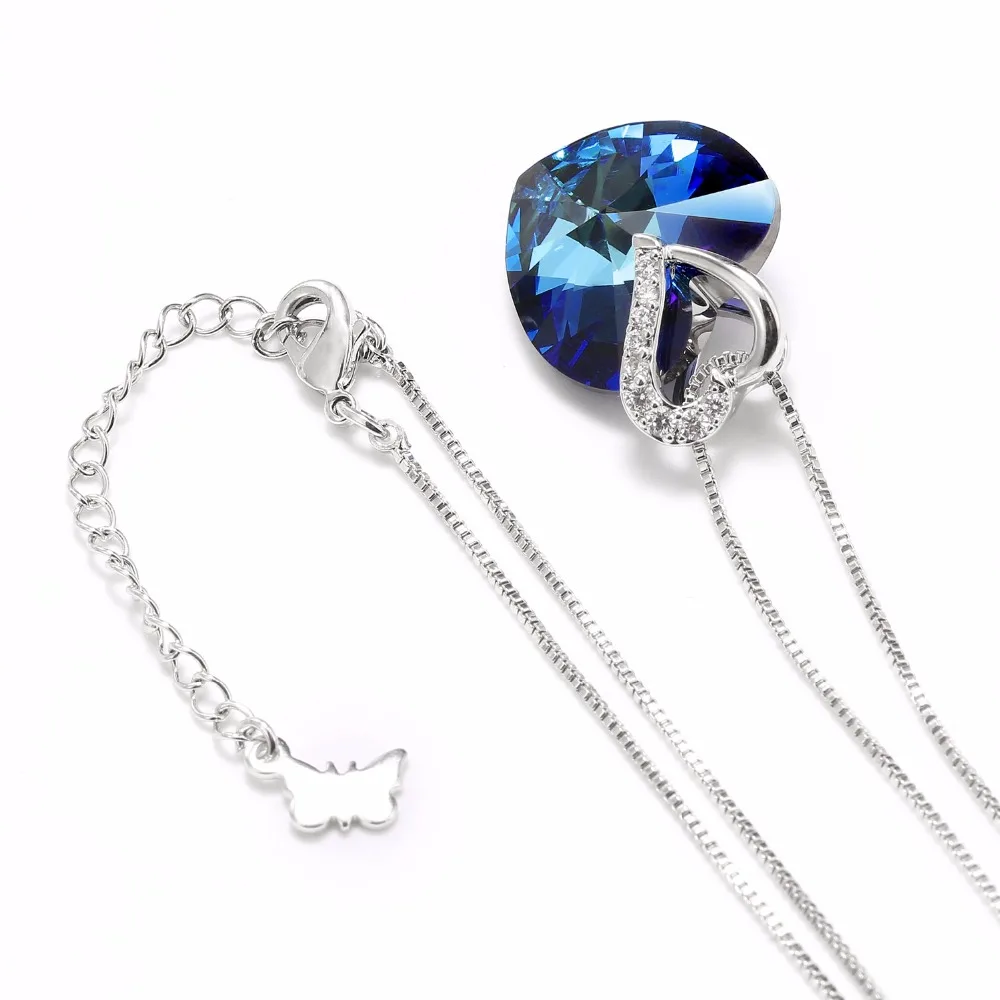 Женское Ожерелье Warme Farben с кристаллами Swarovski, хорошее ювелирное изделие, ожерелье с подвеской в виде голубого сердца, подарок на день Святого Валентина