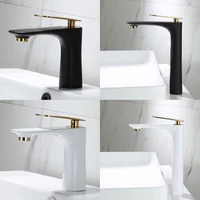 nordic bathroom all copper black faucet white hot and cold heightening above counter basin washbasin faucet platinum