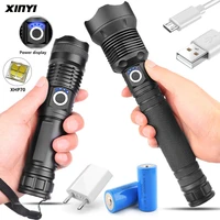 powerful led flashlight with xhp 70 2 lamp bead zoomable 3 lighting modes led torch support for mircro charging hunting lamp
