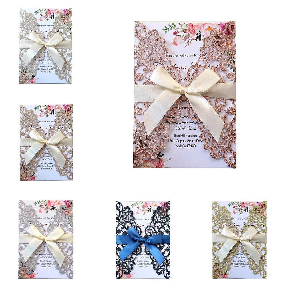 Новинка 10 шт. золотисто синяя Серебристая блестящая бумага лазерная резка