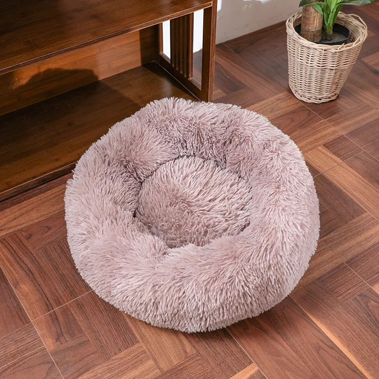

Long Plush Dog Bed Winter Warm Round Sleeping Beds Soild Color Super Soft Pet Dogs Cat Mat Cushion Lounger Kennel Dropshipping
