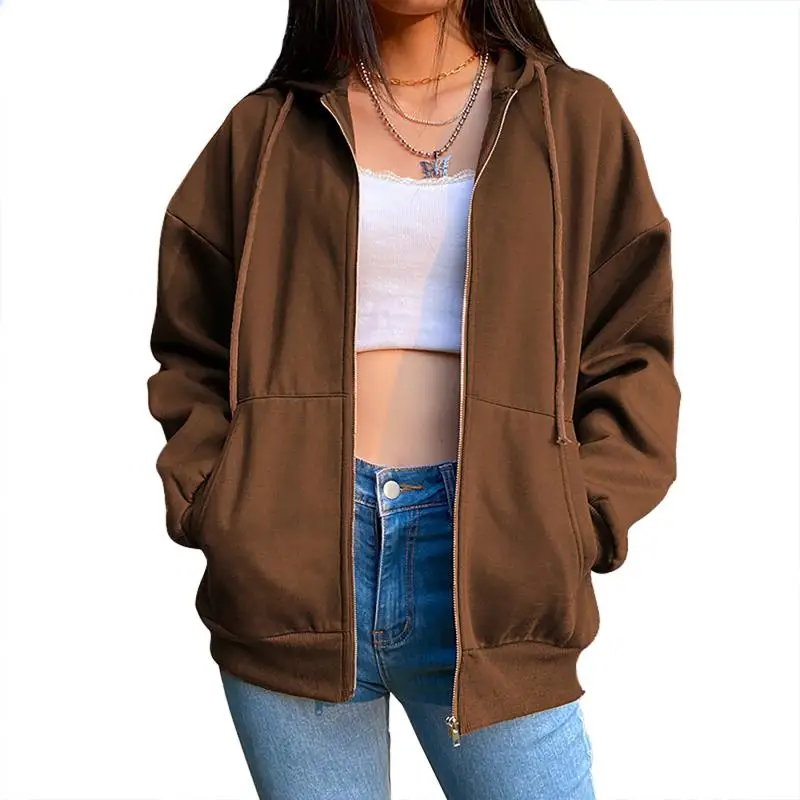 

Y2K Oversized Sweetshirts Zip Up Hoodie Women Jacket Autumn Clothes Streetwear Vintage Pockets Long Sleeve Pullovers E-Girl