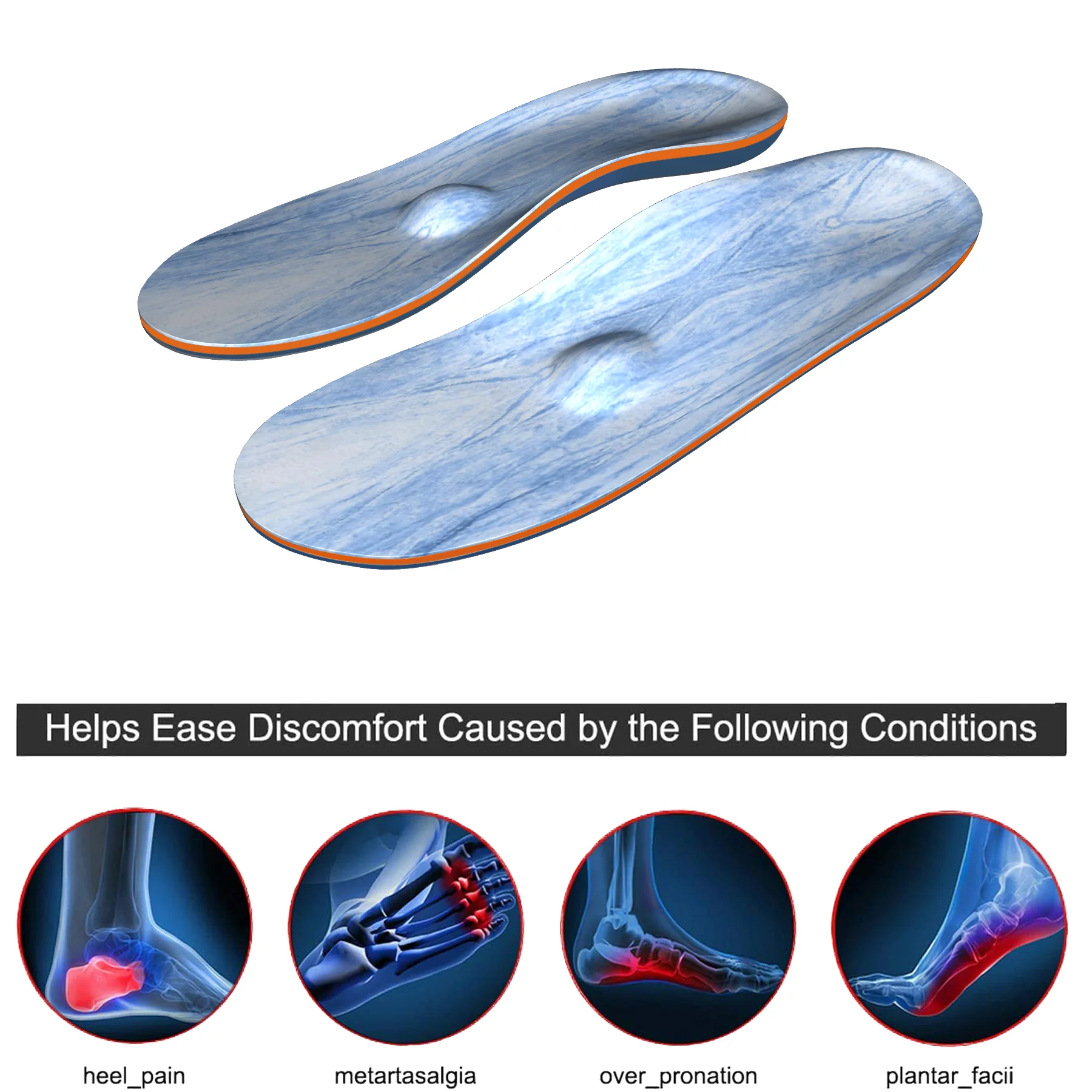 Стельки с высокой поддержкой свода стопы пены эффектом памяти ортопедические