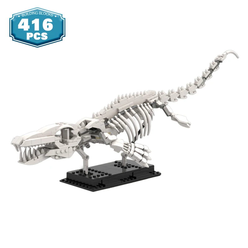 MOC Mosasaur Fossil Building Block Skeleton Historical Model Monster Bone Bricks Dinosaur Behemoth Dragon Brick Children toys