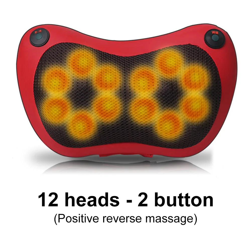 red 2button 12head 12/8/6/4 глав массажная подушка сзади массажер для шеи шиацу боли автомобиля домой талии тело Электрический массажер - Цвет: red 2button 12head