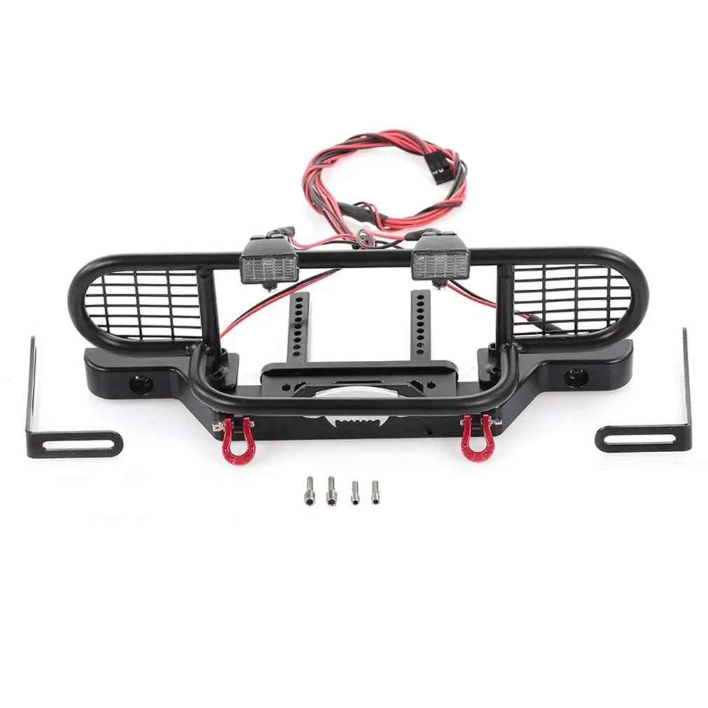 

For Trx-4 Rc 4wd Axial Scx10 Climbing Car Front Protection Net Bumper With Red Metal Winch Remote Controller