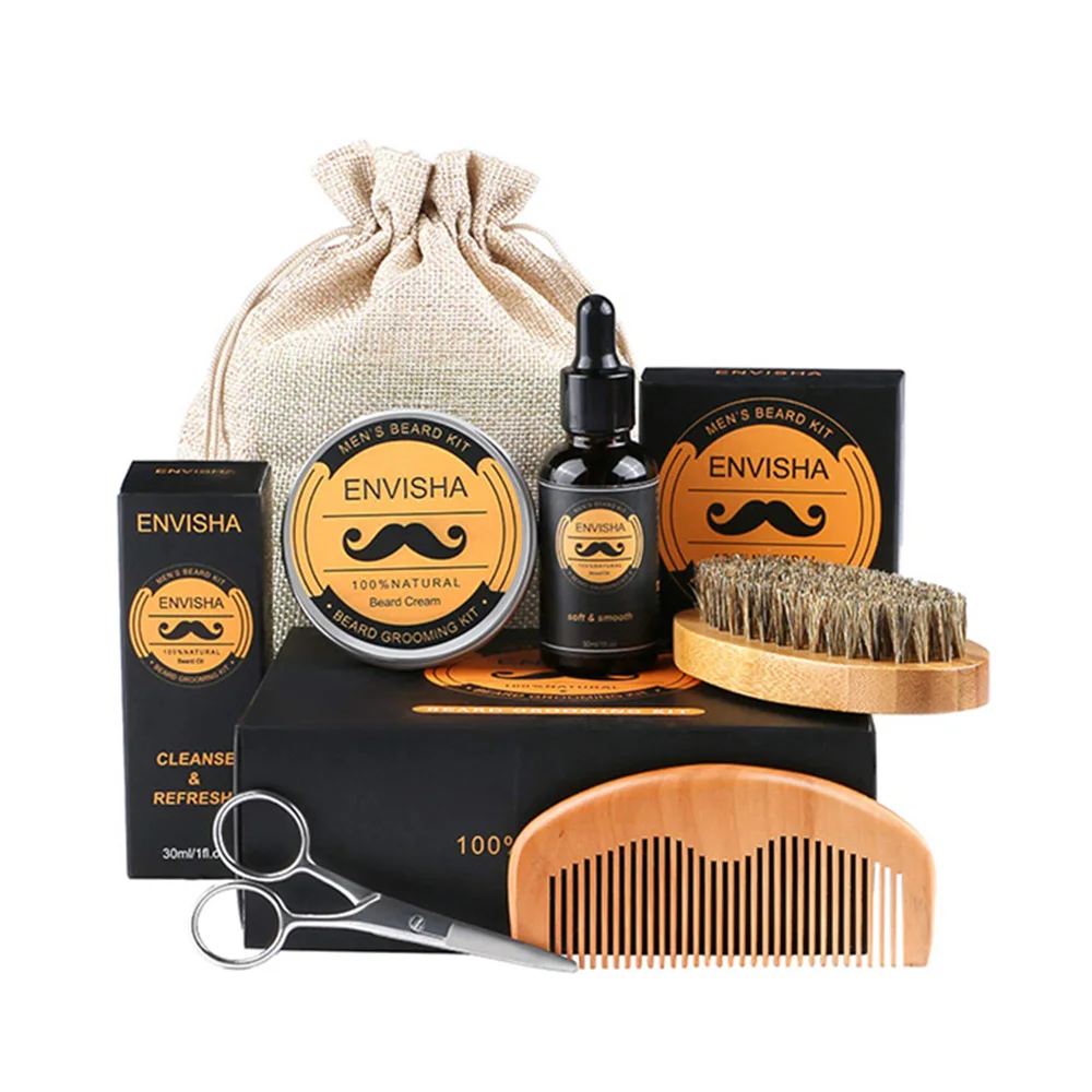 

5 Pcs/Set Men Beard Growth Kit Hair Growth oil beard Enhancer Thicker Nourishing Leave-in Conditioner Beard Grow Set with Comb