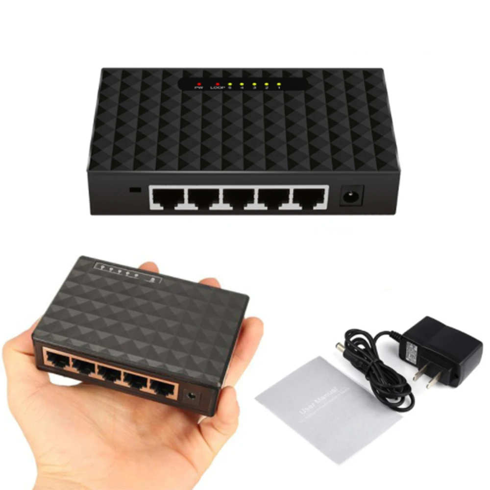 

​1Set 5-Port Desktop Switch Fast Ethernet Network Switch Hub RJ45 Ethernet And Switching Hub Shunt
