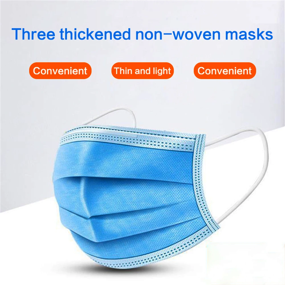 

Face Mask Disposable Mouth 3-Ply Anti-Dust Masks Nonwoven Elastic Earloop Salon Breathable Protect Filter Dustproof Non woven