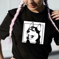 harajuku siberian husky cotton t shirt husky gifts women clothing with dog graphic tees dog lovers shirt summer tops