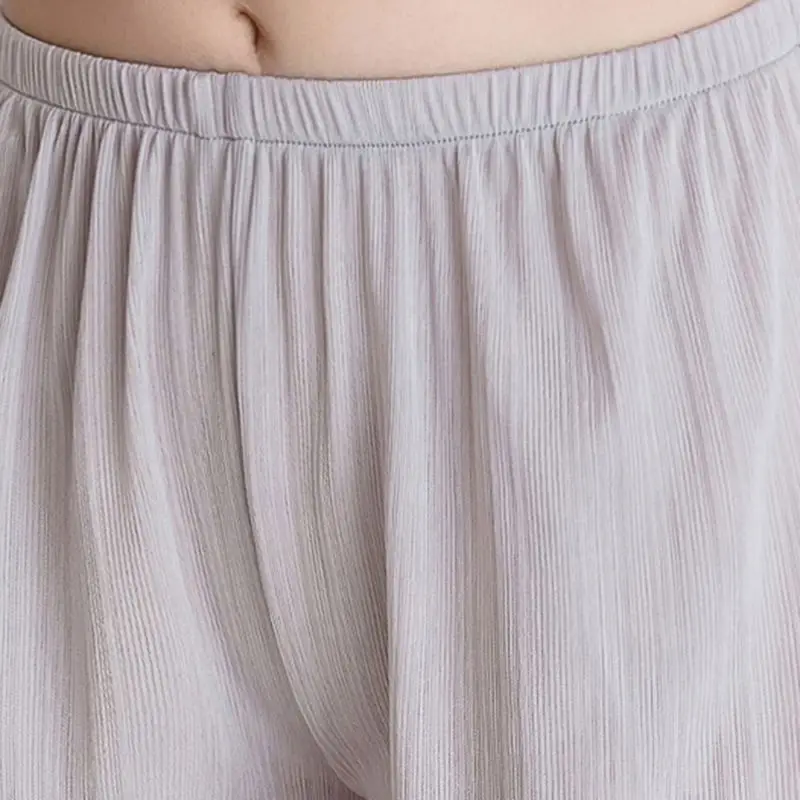 

Women Plus Size Loose Security Shorts Solid Color Ruffles Hem Safety Pants Ribbed Striped Casual Home Underwear M-4XL