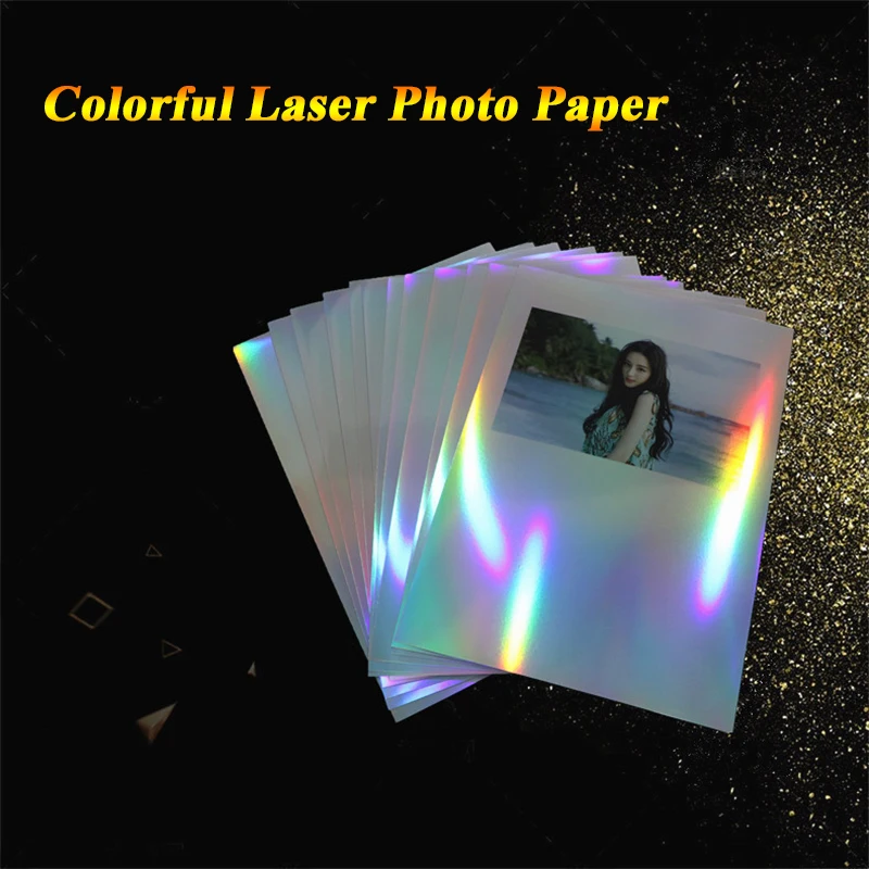 А4 Клей семь цветов Лазерная фотобумага струйная печать красочная отражающая фотобумага серебряная пленка для печати