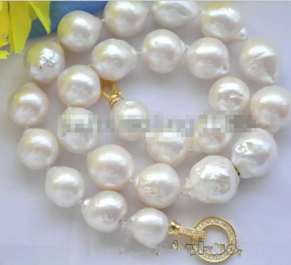 

Rare 12-14mm WHITE reborn keshi baroque PEARL NECKLACE 18inch