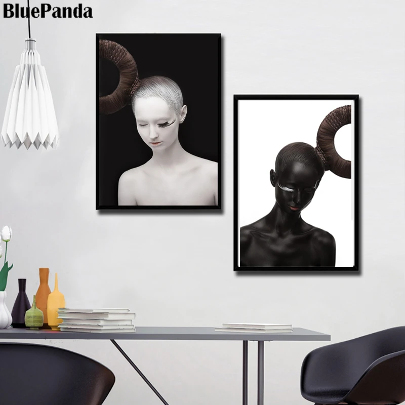 Красивая женщина портрет черно-белое искусство картинки на стену Печать холст
