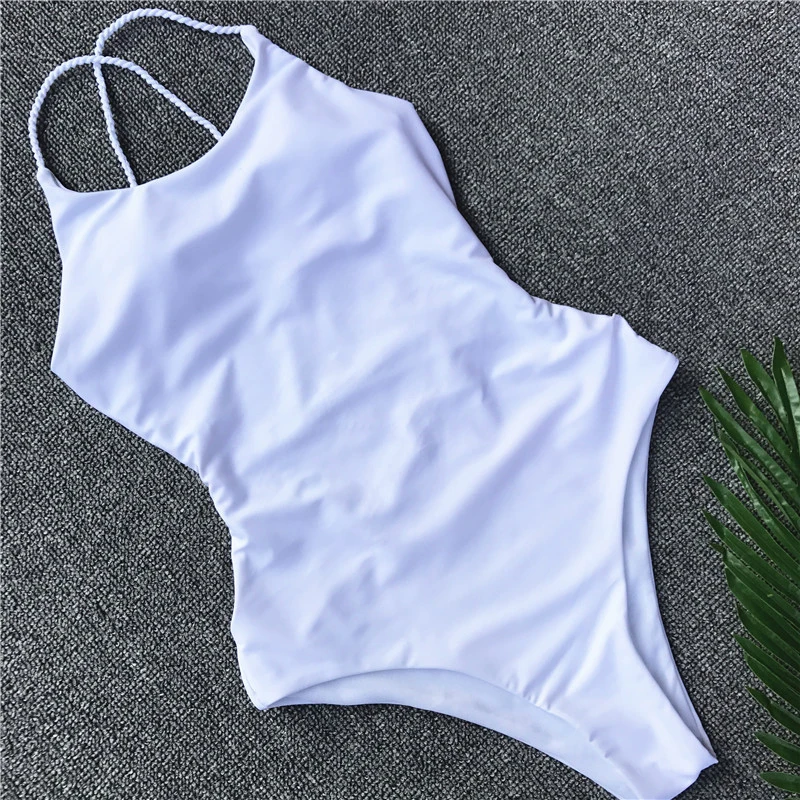 

Lady Fashion Swimsuit Female Solid Color Bikini Women One-piece Summer Sexy Swimwear Girls Beach Clothes Polyester Bikini