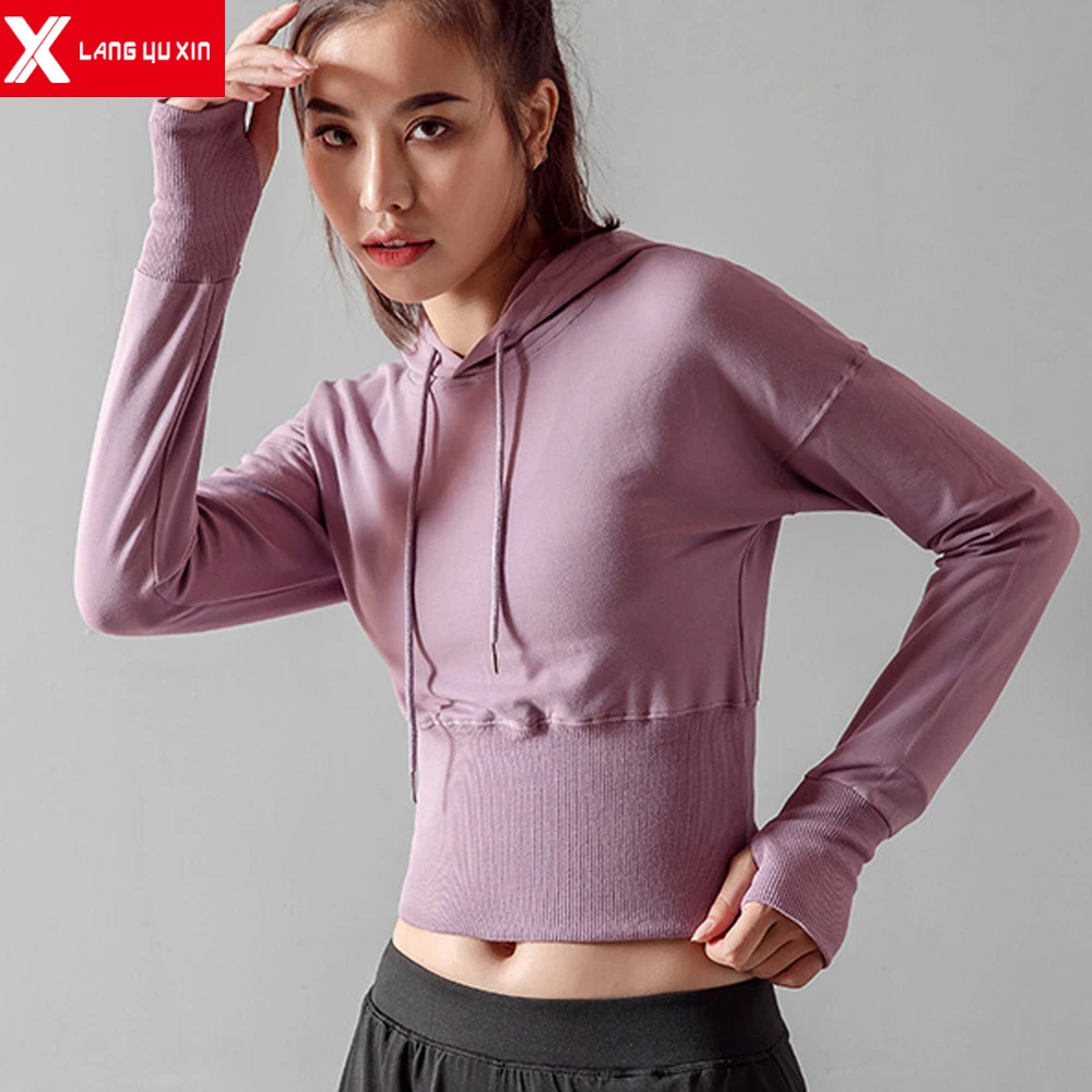 Новинка 2020 женский спортивный свитер с капюшоном и длинным рукавом для йоги бега