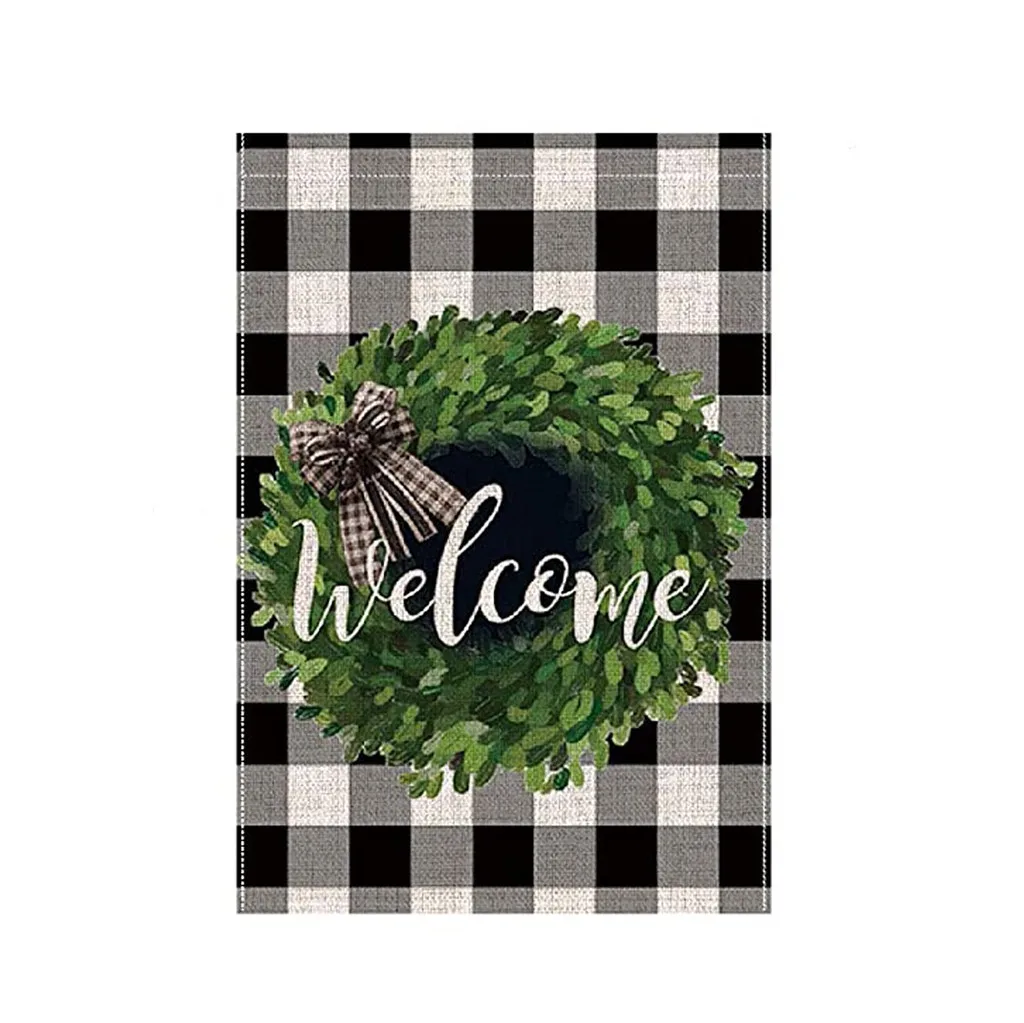 Цветочный венок Садовый флаг Сезонный Весенний декоративный двор из джутовой