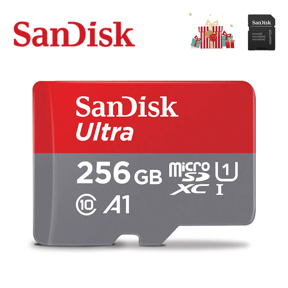 256GB-Adapter Карта памяти SanDisk A1, 200 ГБ, 128 ГБ, 64 ГБ, 98 МБ/с./с, 32 ГБ, Micro sd карта, класс 10, UHS-1, флеш-карта, память Microsd, TF/sd карта s для планшета - Емкость: 256GB-Adapter