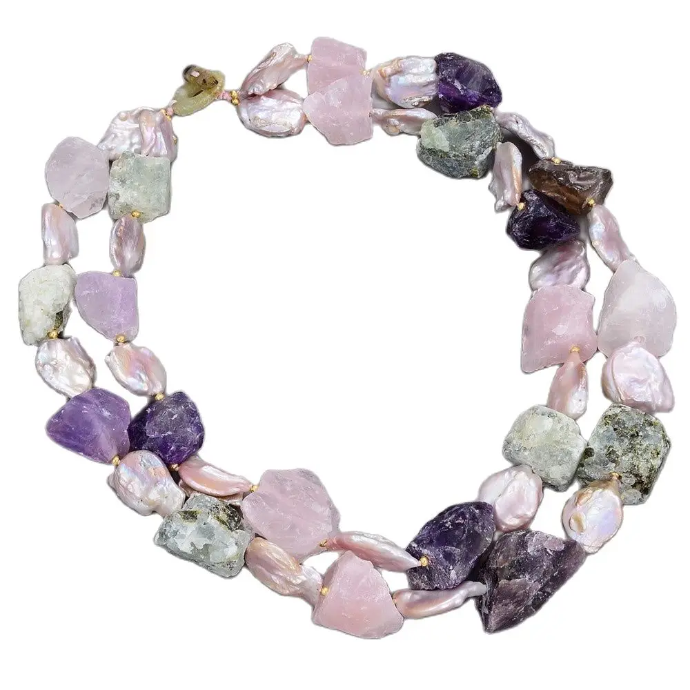 GG Jewelry 19 &quot2 нити розовая Монета Жемчуг мульти необработанные драгоценные камни