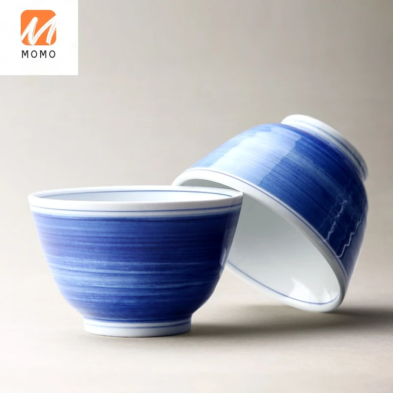 

Chinese Style Ceramic Rice Bowl Soup Bowl Noodle Bowl round Bowl Handmade Tableware Blue and White Tableware Household Creative